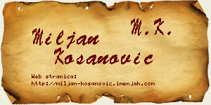 Miljan Kosanović vizit kartica
